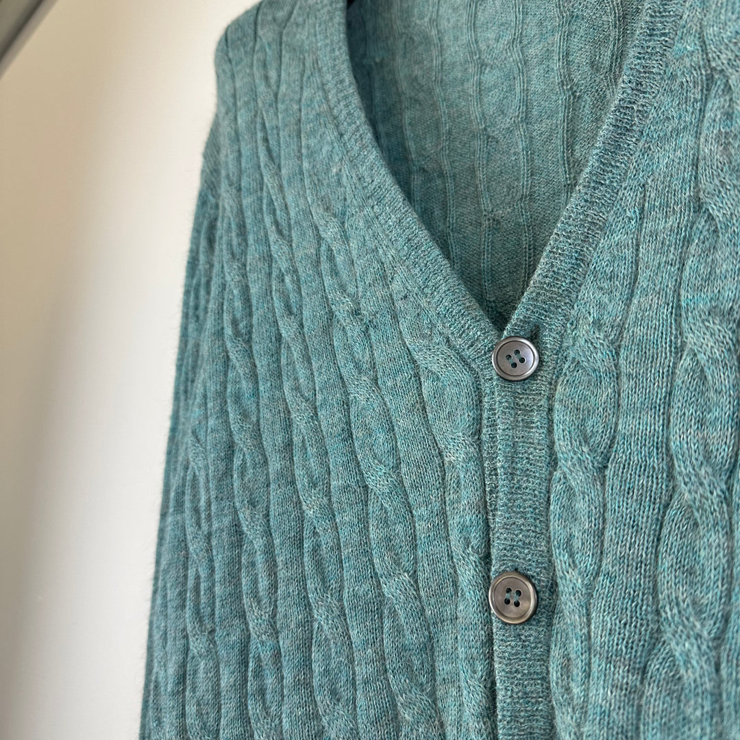 Lacoste vintage 2000 green cable knitted cardigan - S