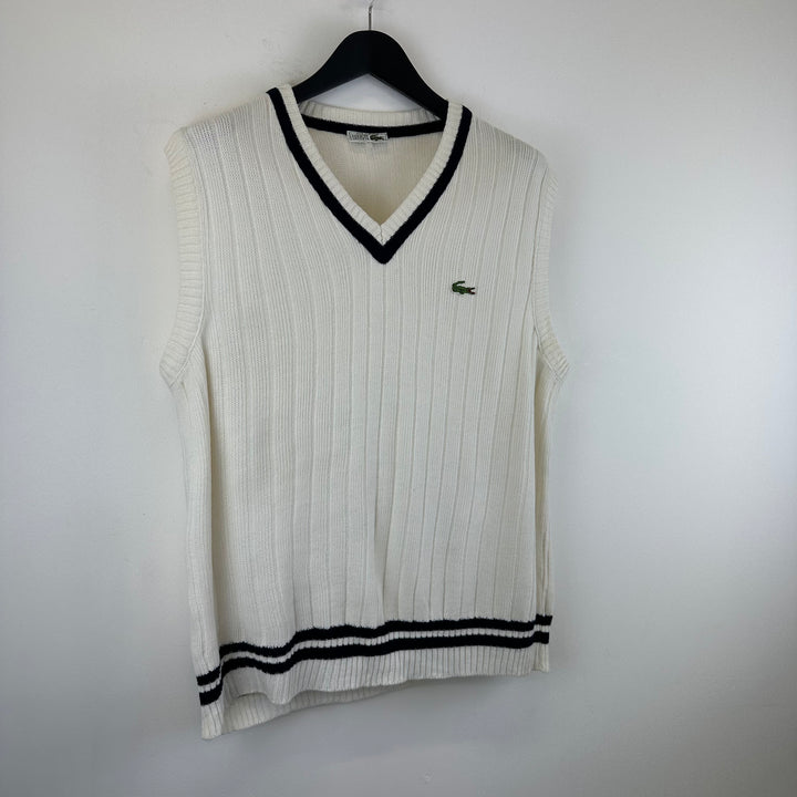 Lacoste vintage 80s white preppy knitted Tank - L