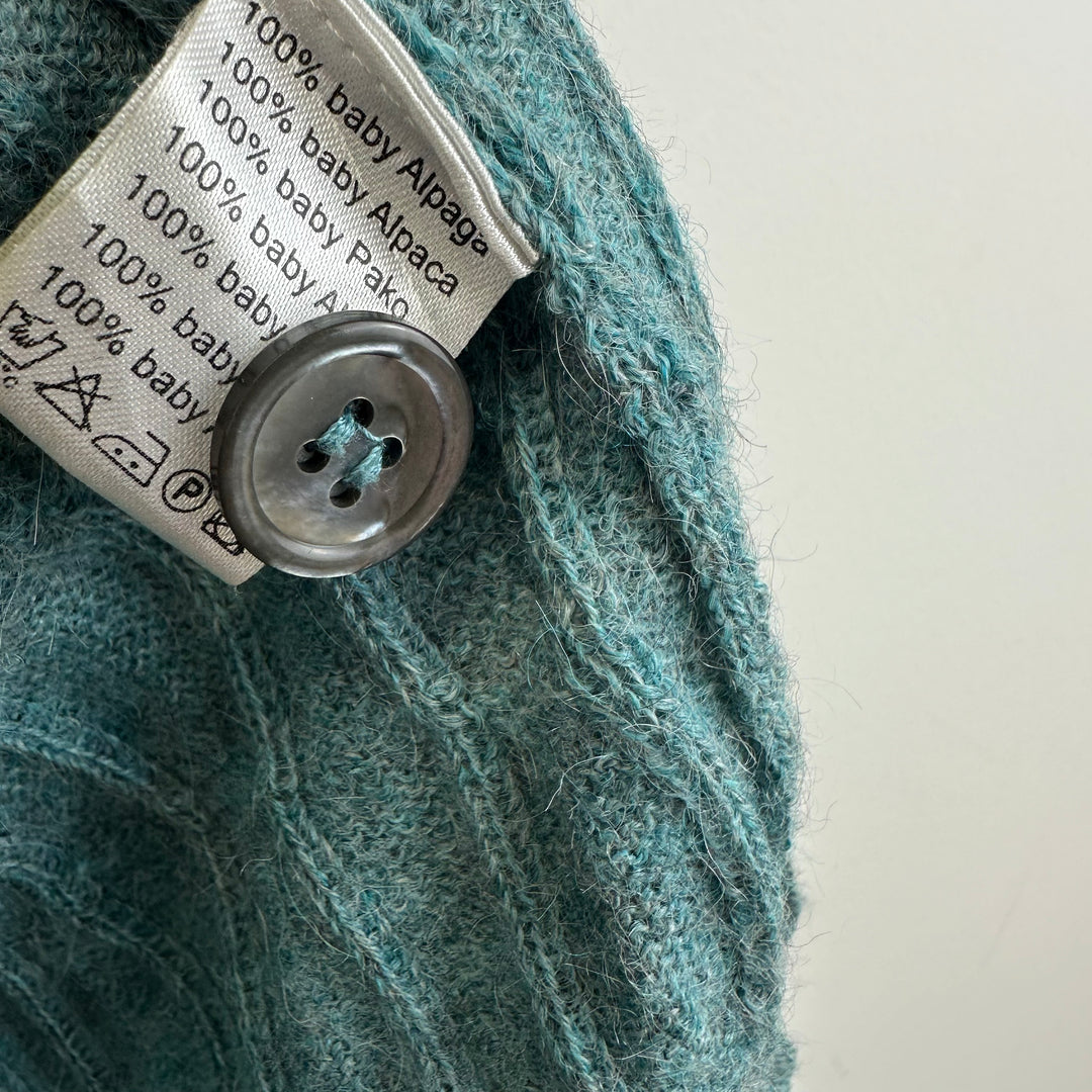 Lacoste vintage 2000 green cable knitted cardigan - S