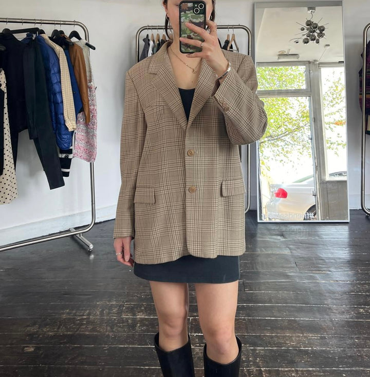 Max Mara Brown check wool Blazer - M