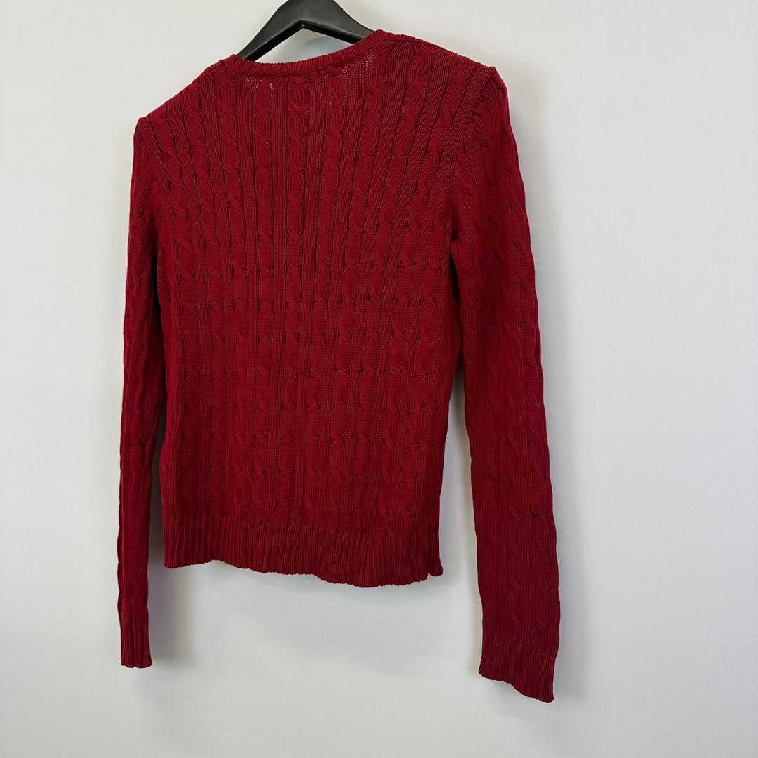 Ralph Lauren Red Cable Cotton Sweater - M