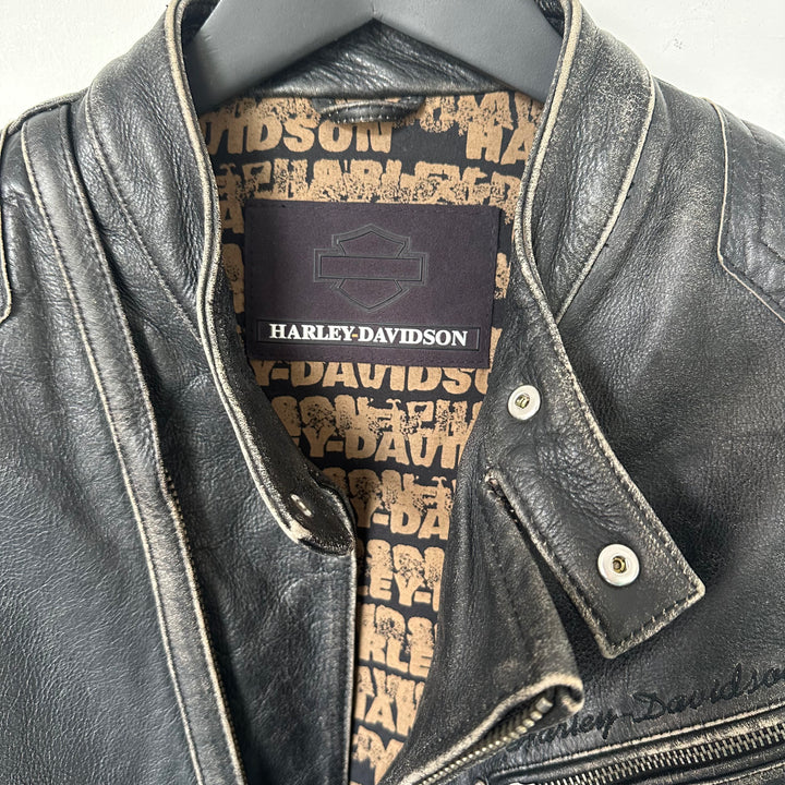 Harley Davidson real leather distressed biker jacket - L