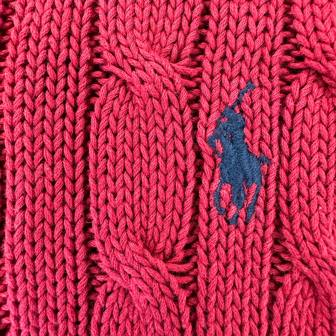 Ralph Lauren Red Cable Cotton Sweater - M