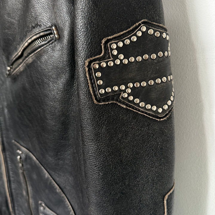 Harley Davidson real leather distressed biker jacket - L