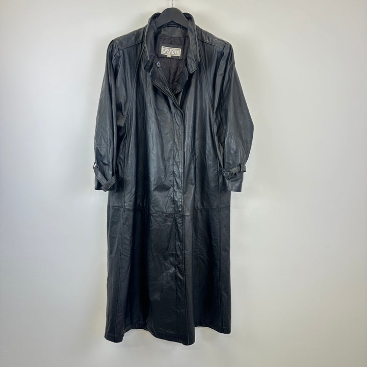 Premium black oversized leather duster - L