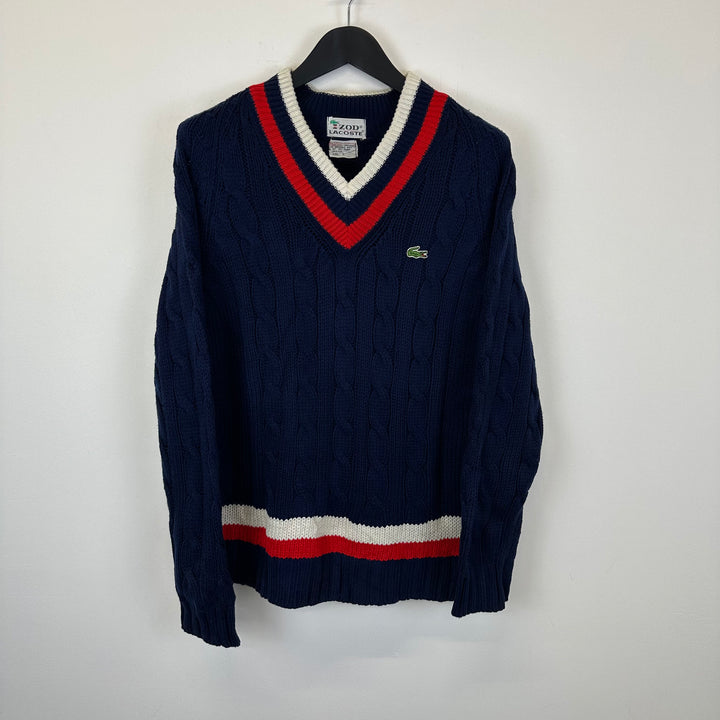 Lacoste vintage 80s Navy cable Preppy knitted Sweater - L