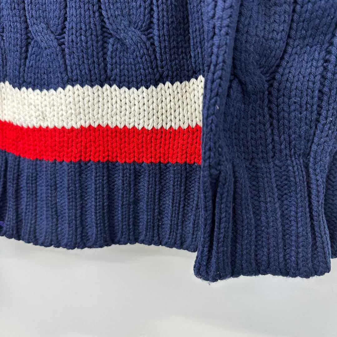 Lacoste vintage 80s Navy cable Preppy knitted Sweater - L