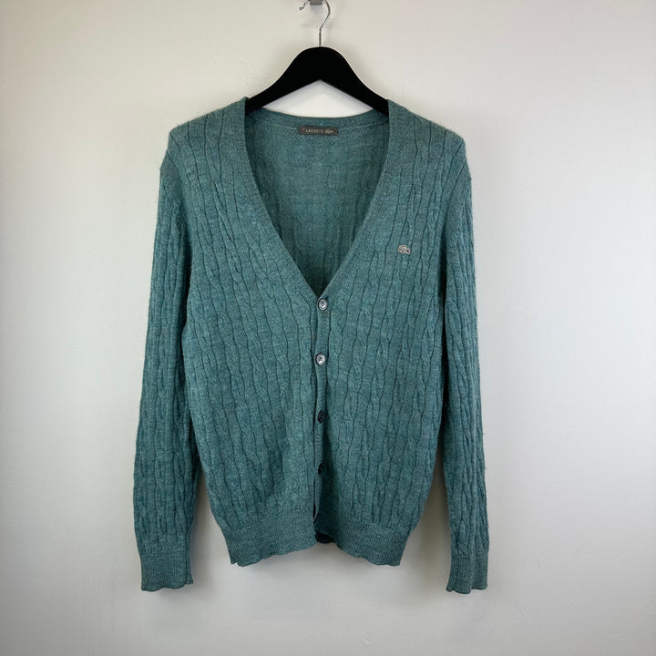 Lacoste vintage 2000 green cable knitted cardigan - S