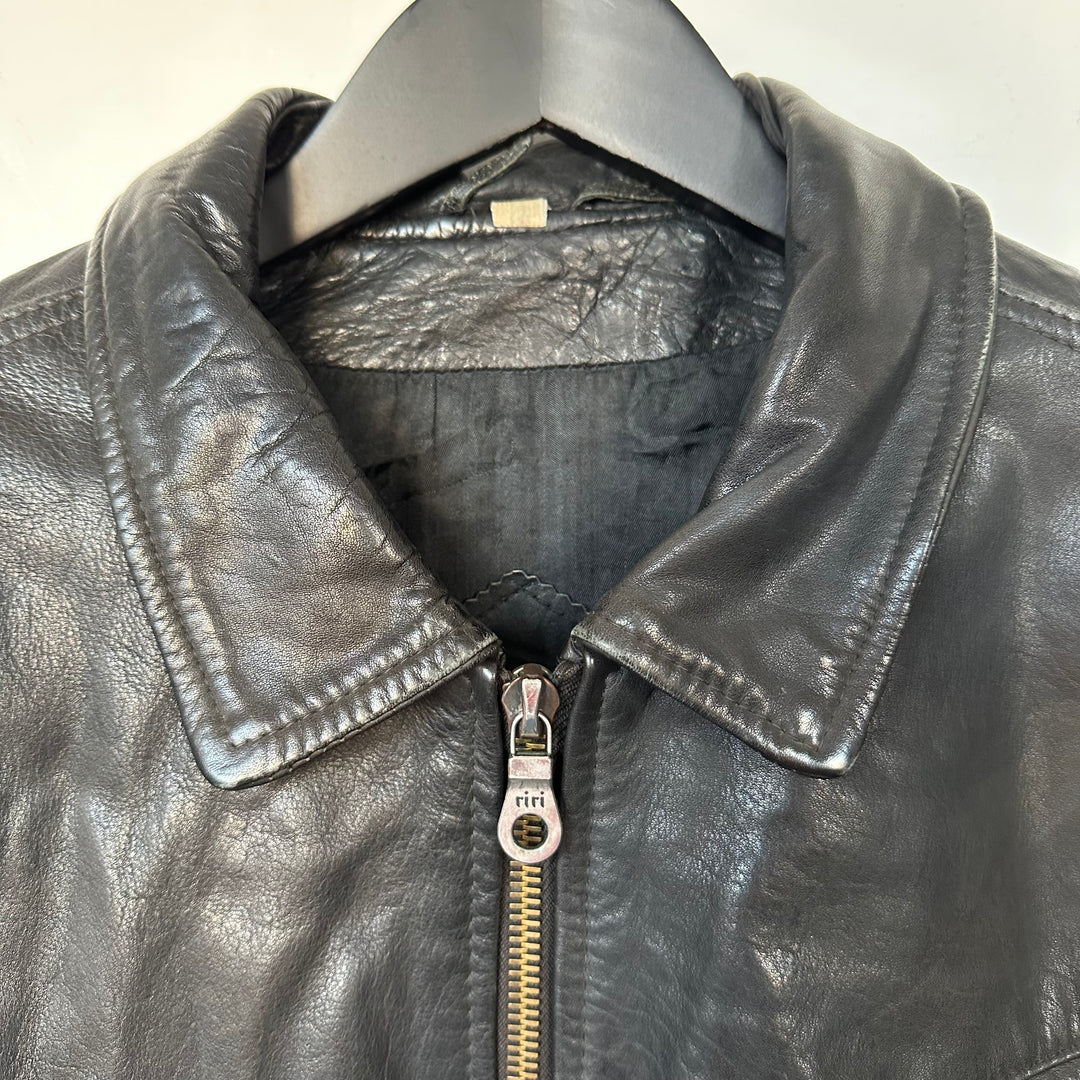 Real Leather Washed Black jacket - size M