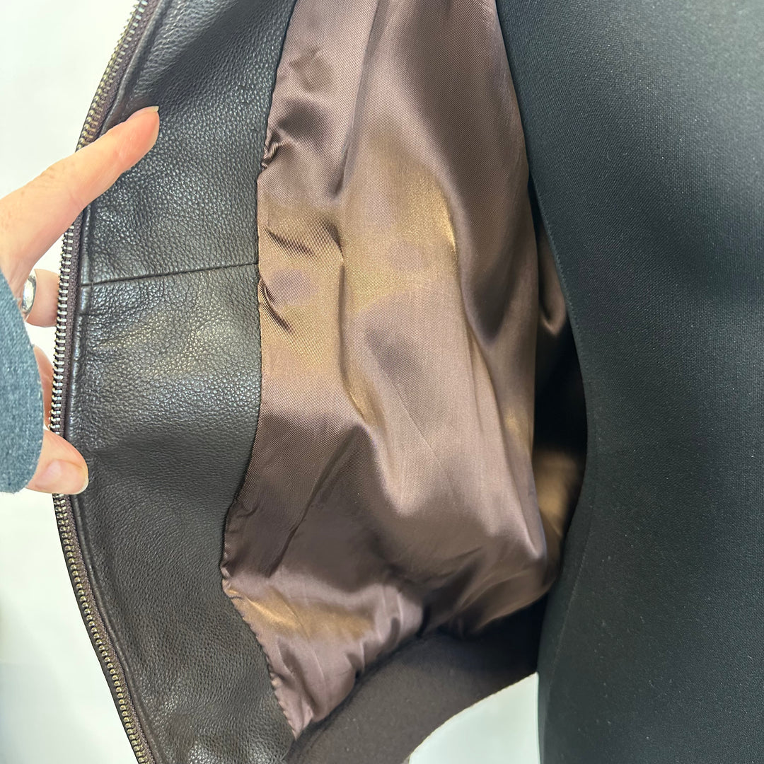 Premium Brown Leather Jacket with detachable Collar- M