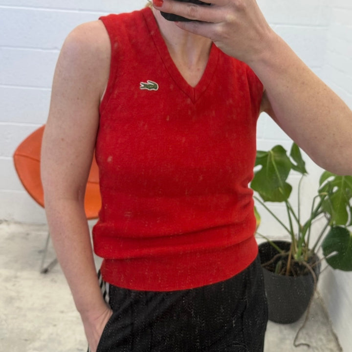 Lacoste vintage 70s/80s Red knitted Sweater vest - S