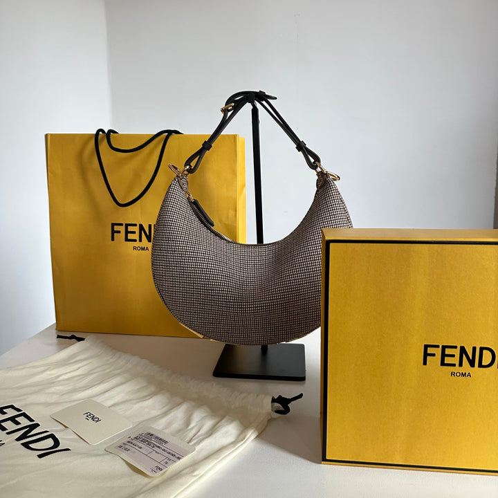 Fendi Fendigraphy Houndstooth & Leather Hobo bag - Small