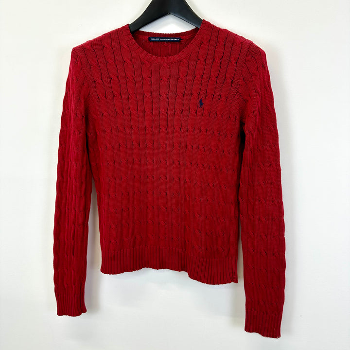 Ralph Lauren Red Cable Cotton Sweater - M