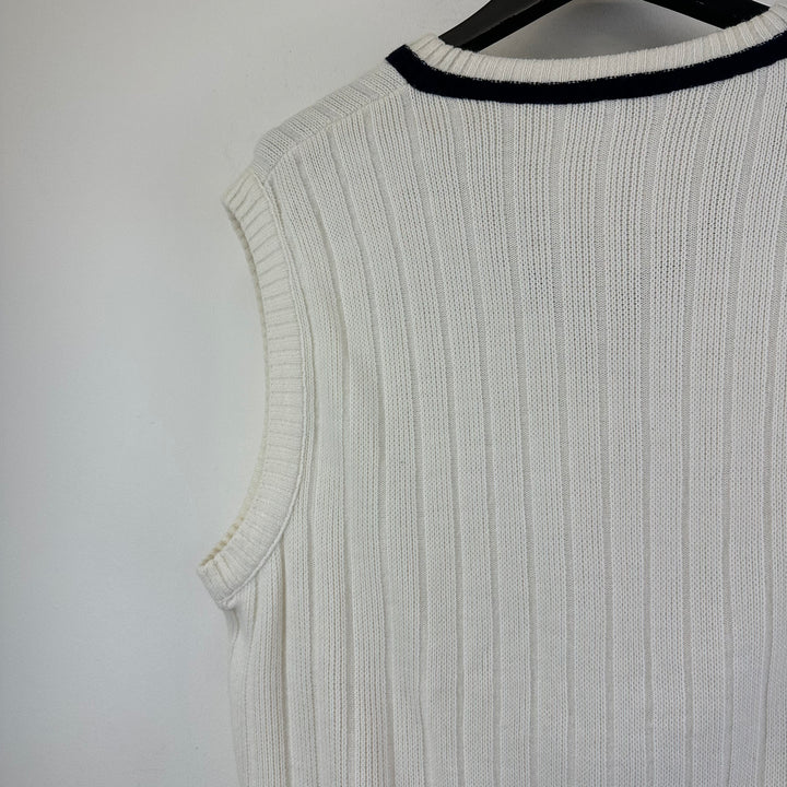 Lacoste vintage 80s white preppy knitted Tank - L