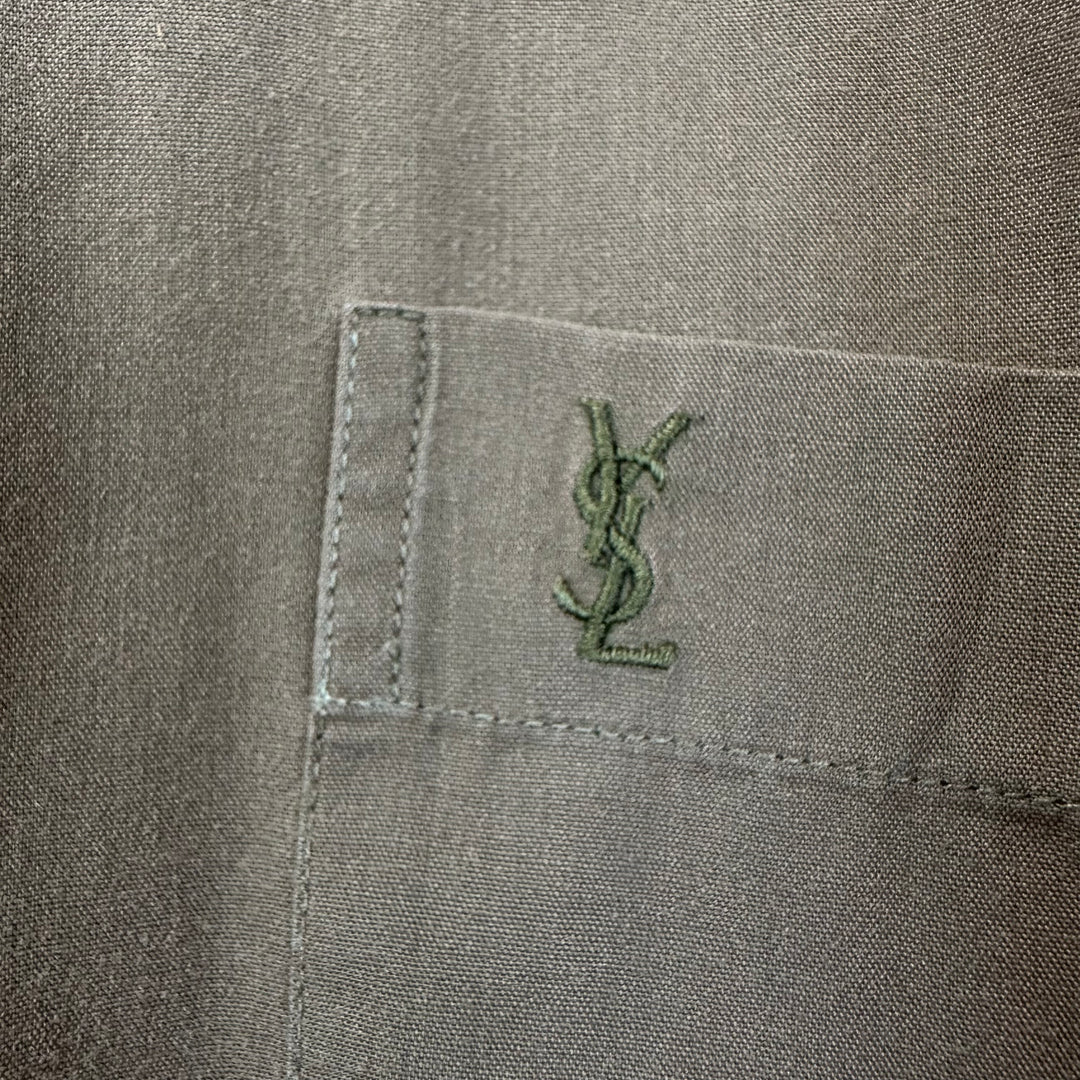 YSL Light Brown Cotton Long Sleeve Shirt - M