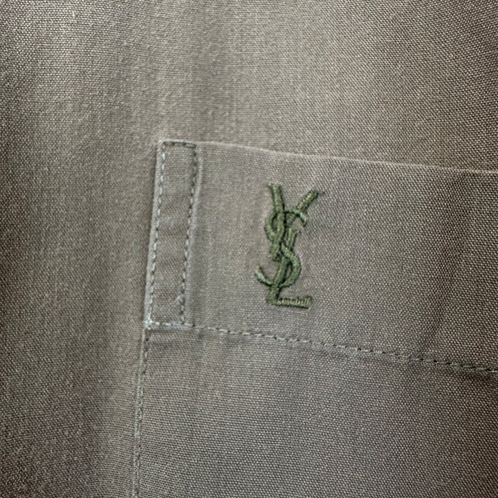 YSL Light Brown Cotton Long Sleeve Shirt - M
