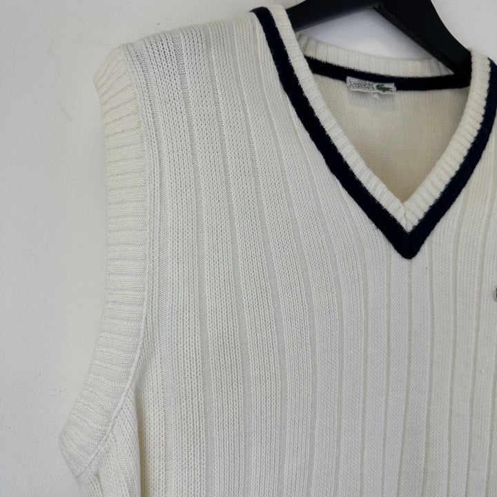 Lacoste vintage 80s white preppy knitted Tank - L