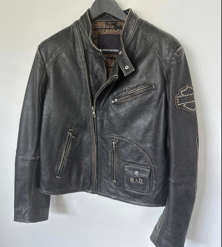 Harley Davidson real leather distressed biker jacket - L