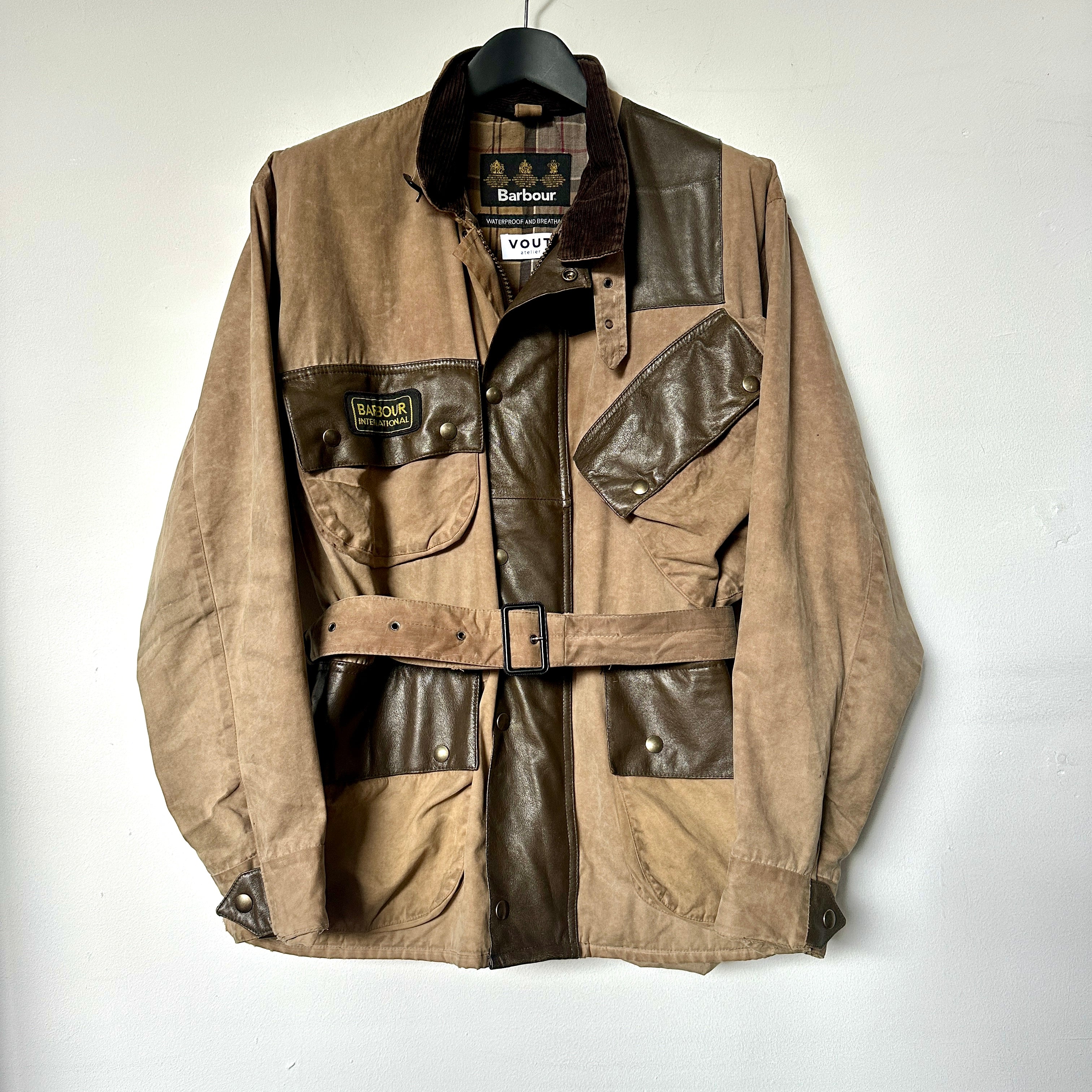 Barbour Re/Work Sand Beige Wax Cotton & Real Leather Jacket - L