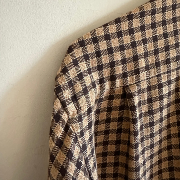 YSL Brown Check Cotton Flannel Oversized Shirt - UK8-14