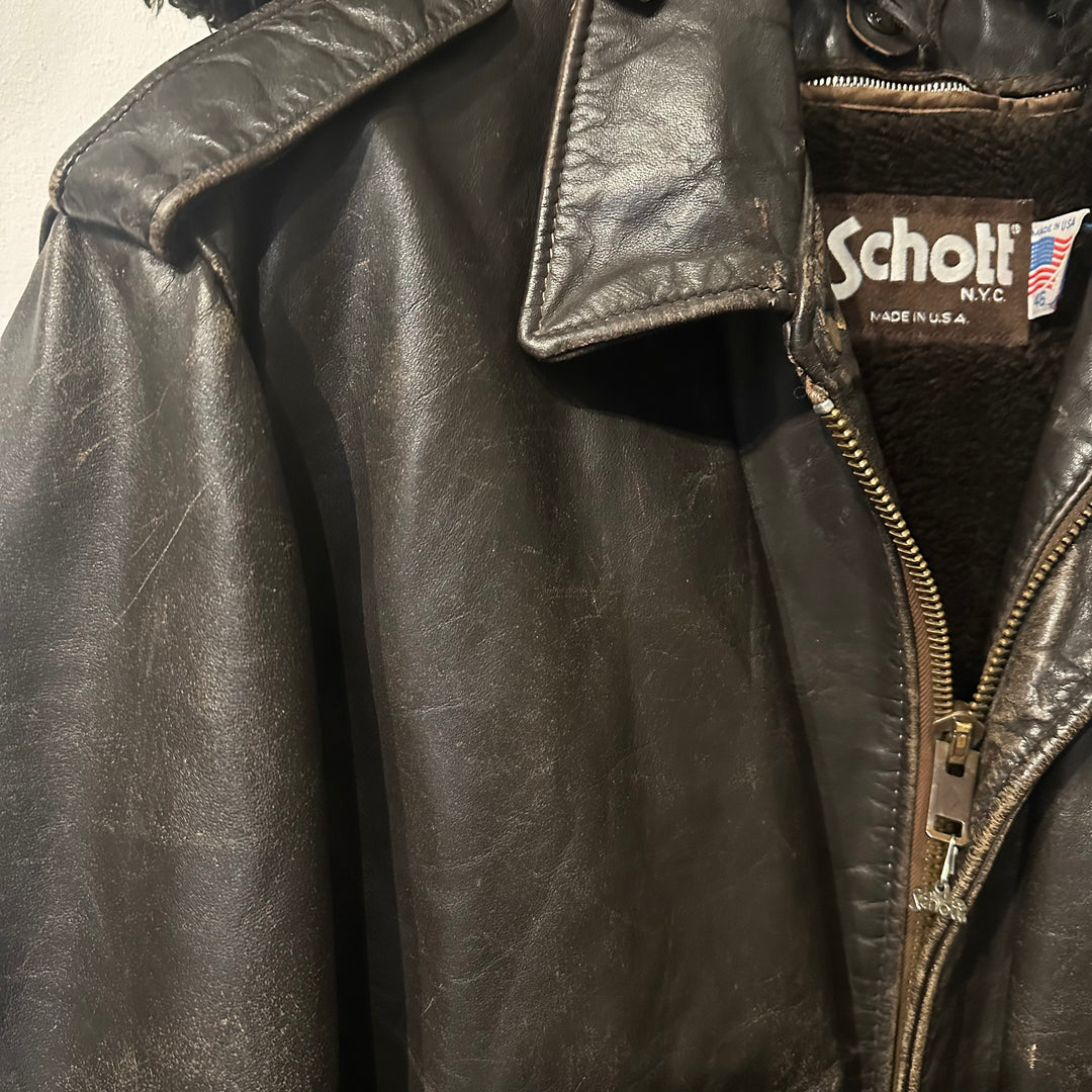 Schott Brown Leather Aviator - M