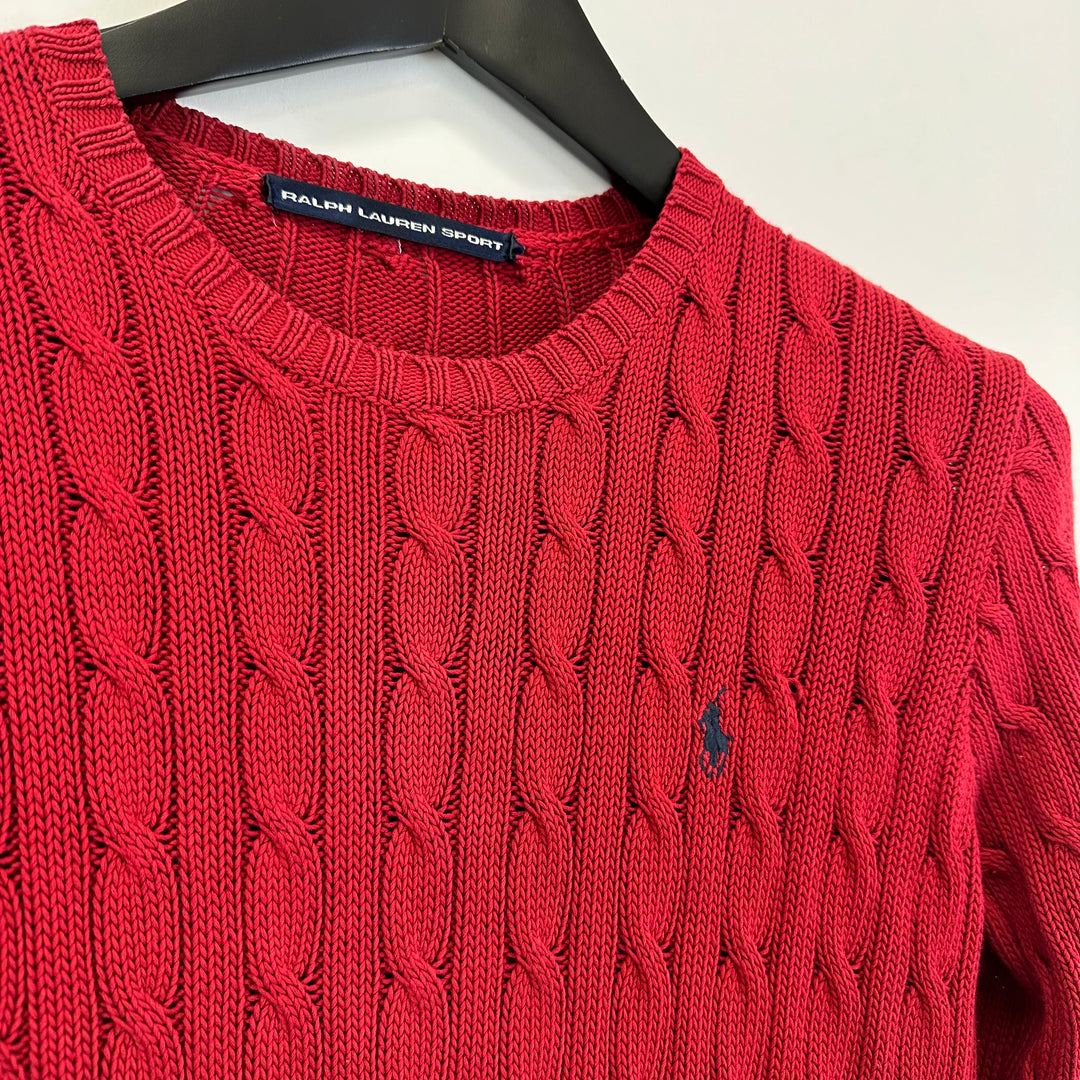 Ralph Lauren Red Cable Cotton Sweater - M