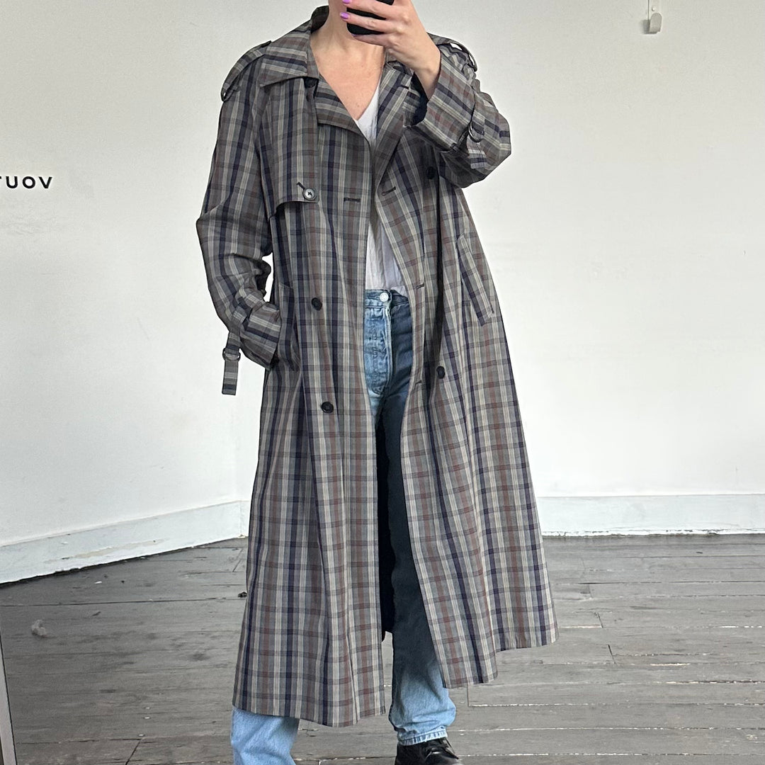 Check Long Oversized trench coat - Size L