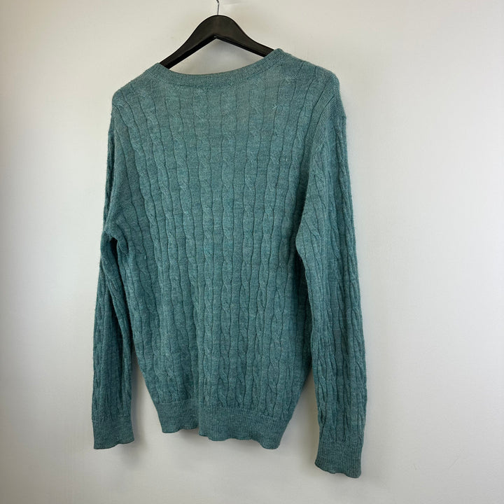 Lacoste vintage 2000 green cable knitted cardigan - S