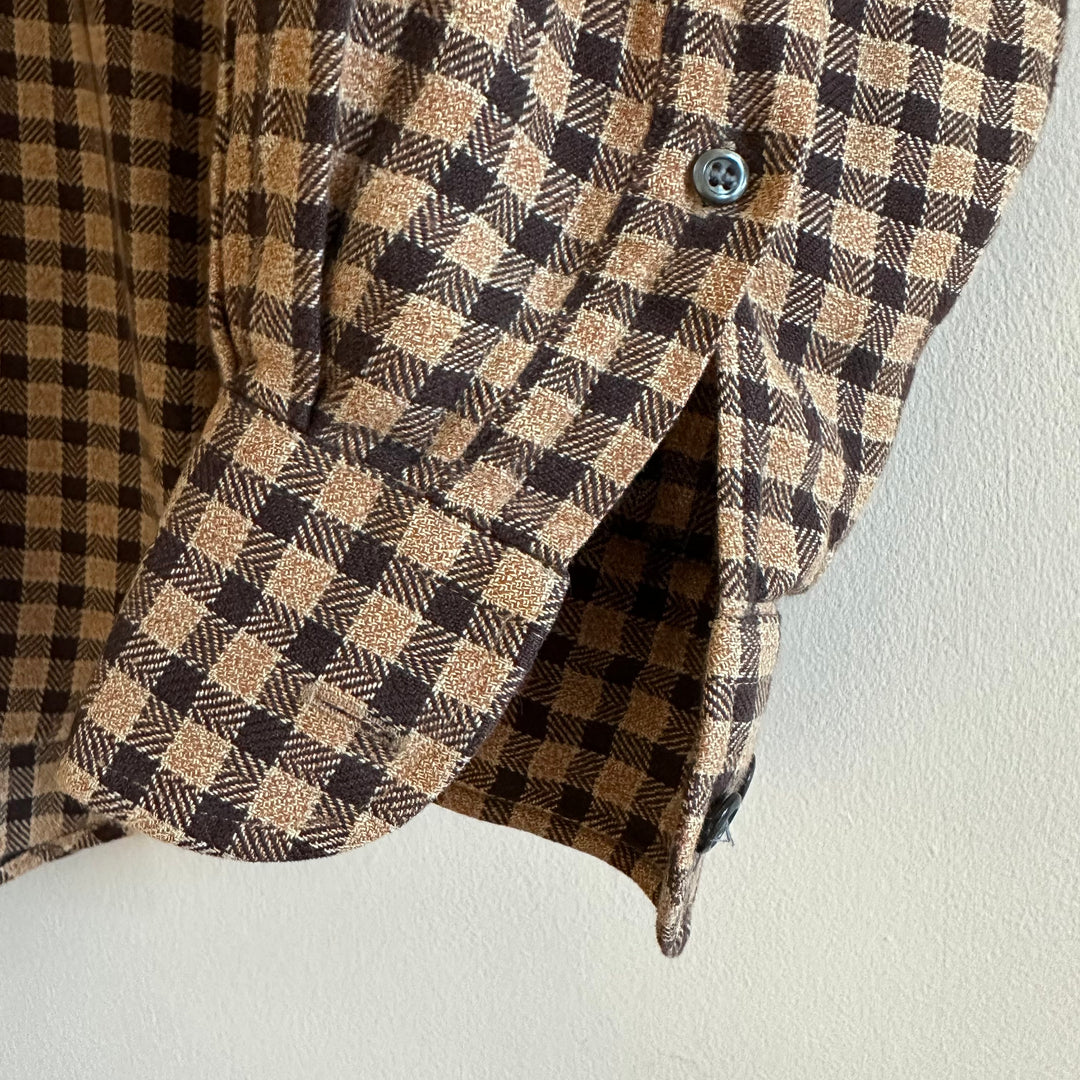 YSL Brown Check Cotton Flannel Oversized Shirt - UK8-14