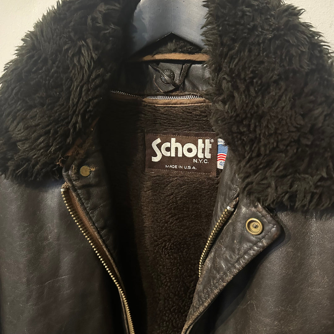 Schott Brown Leather Aviator - M