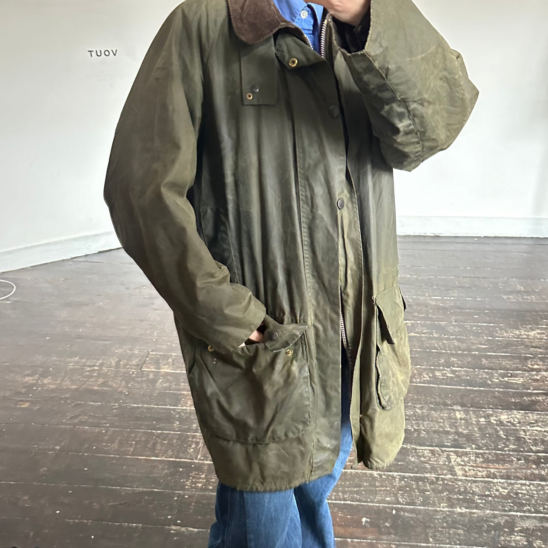 Barbour A295 Vintage Olive Waxed Cotton Wax Jacket M VOUT