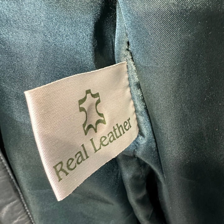 Premium Dark Green/Black Real Leather Jacket - XL