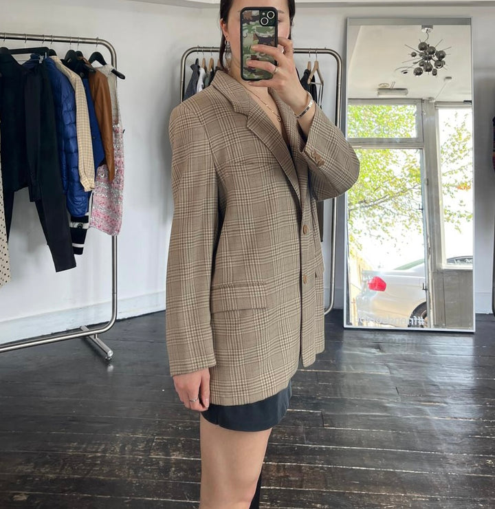 Max Mara Brown check wool Blazer - M