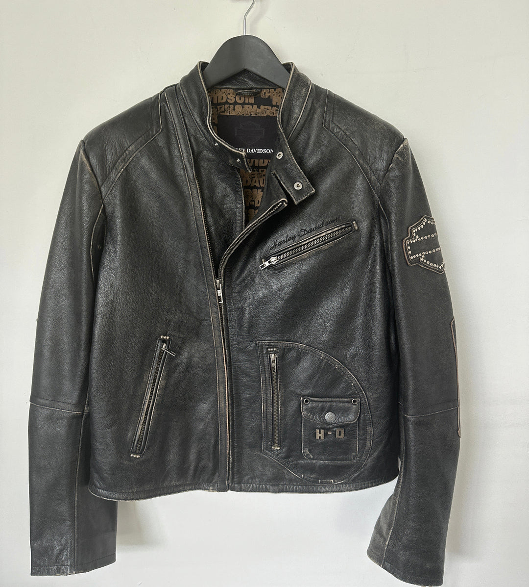 Harley Davidson real leather distressed biker jacket - L