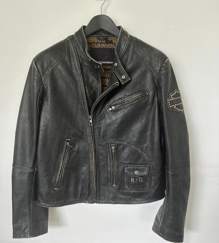Harley Davidson real leather distressed biker jacket - L
