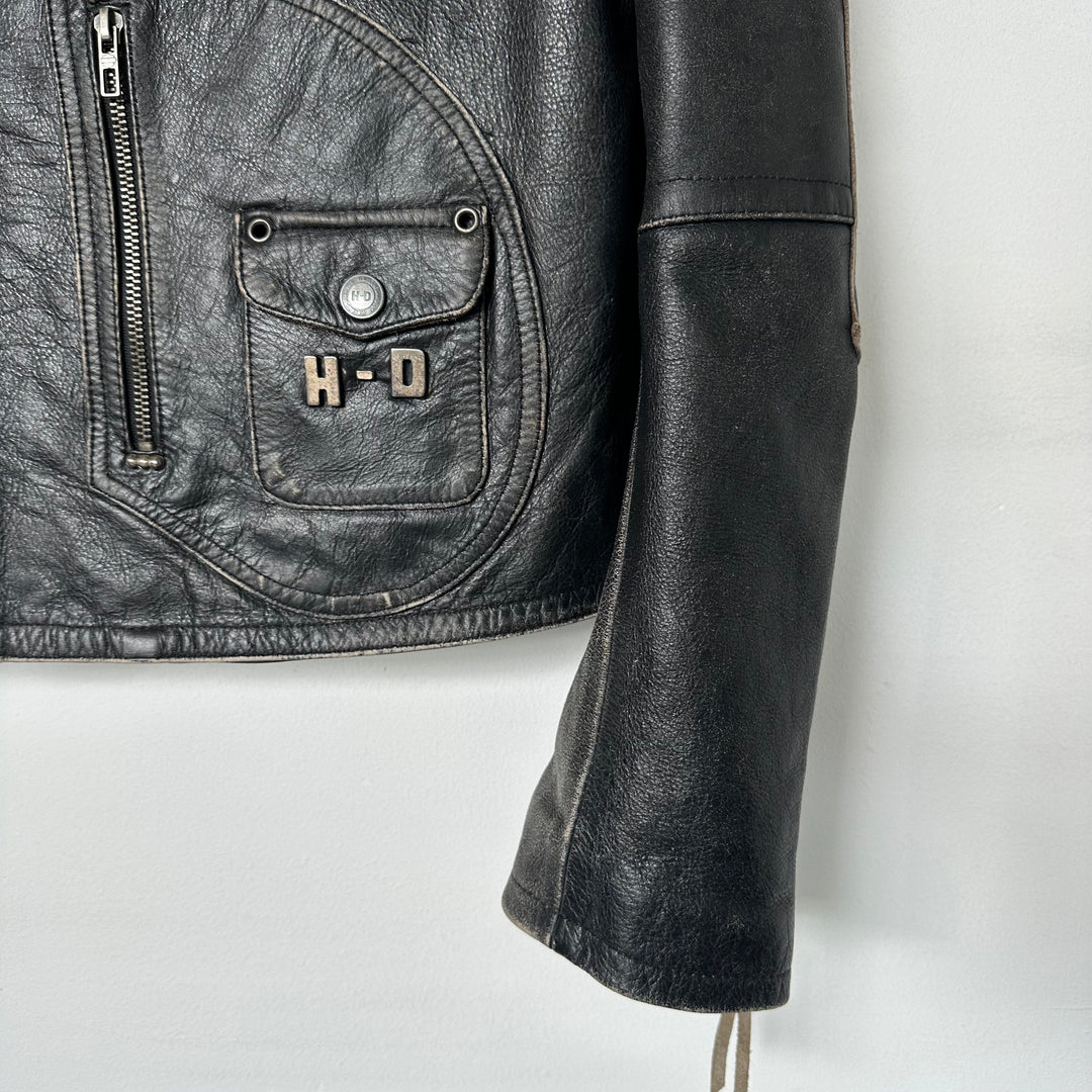 Harley Davidson real leather distressed biker jacket - L