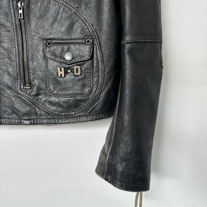 Harley Davidson real leather distressed biker jacket - L