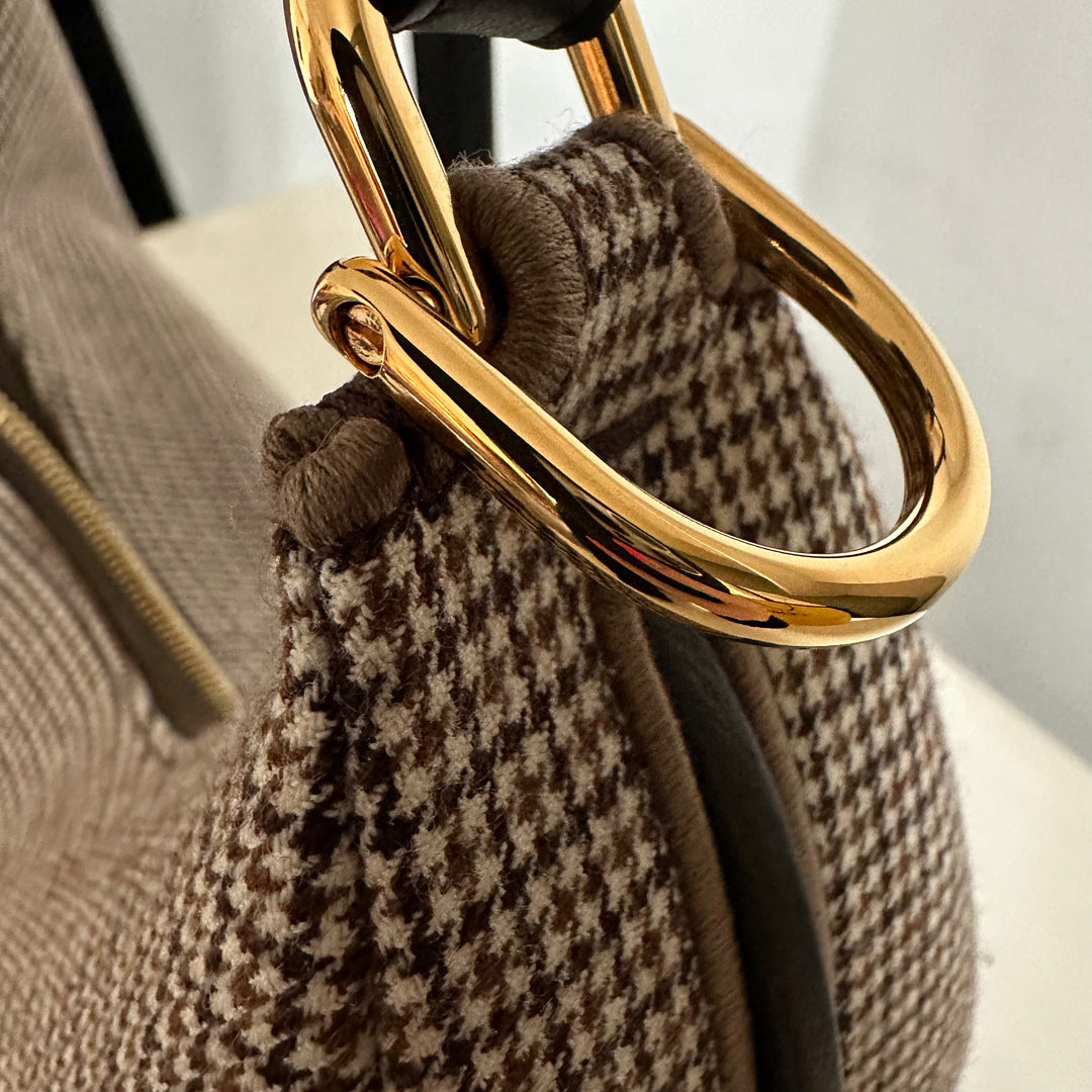 Fendi Fendigraphy Houndstooth & Leather Hobo bag - Small