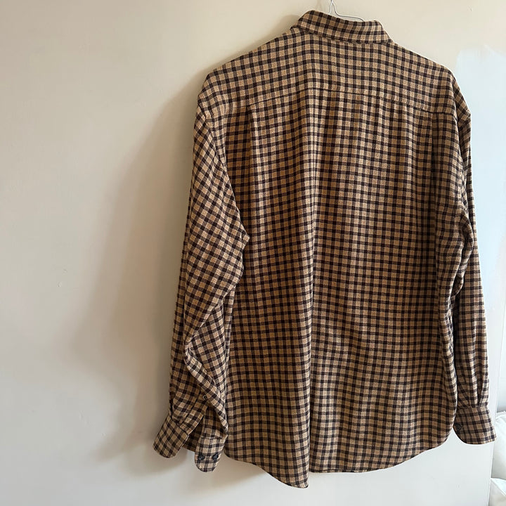 YSL Brown Check Cotton Flannel Oversized Shirt - UK8-14