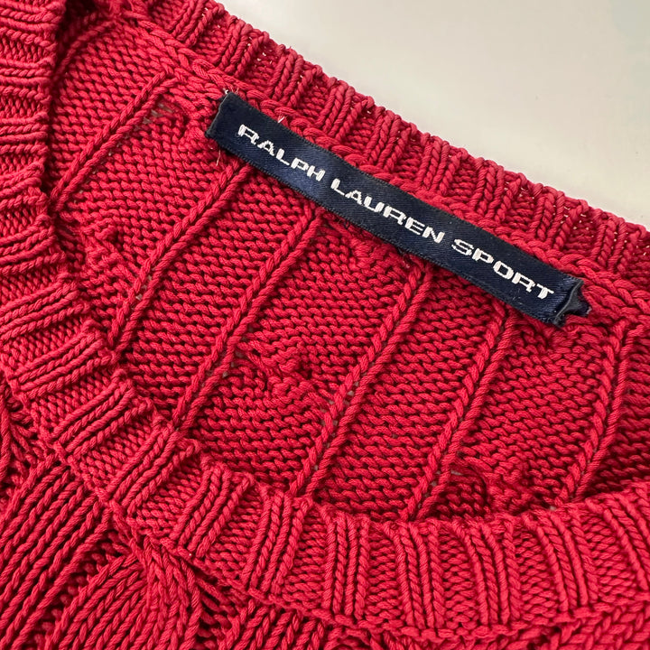 Ralph Lauren Red Cable Cotton Sweater - M