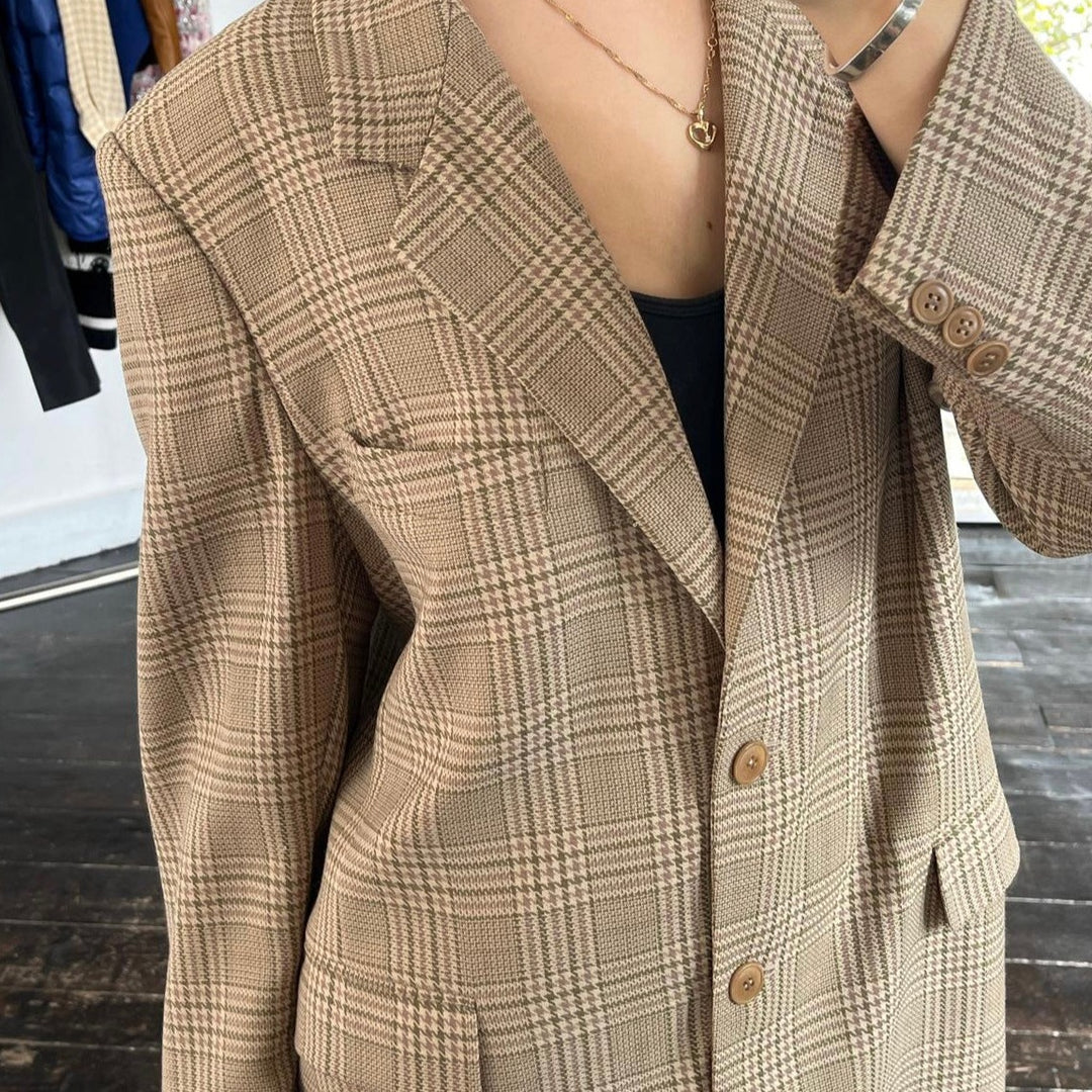 Max Mara Brown check wool Blazer - M