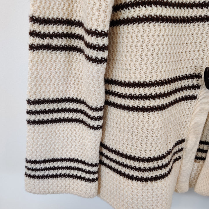 Vintage Hooded stripe Wool Blend Cardigan - L
