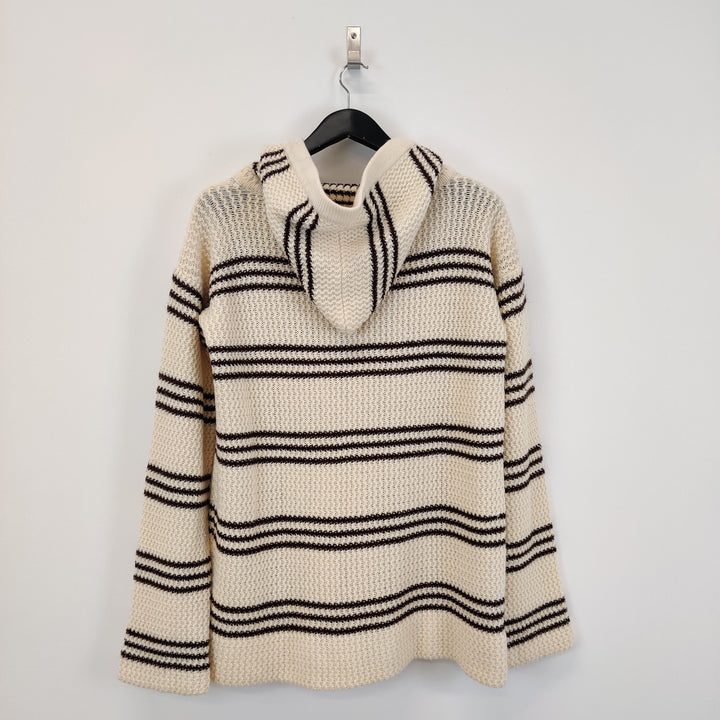 Vintage Hooded stripe Wool Blend Cardigan - L