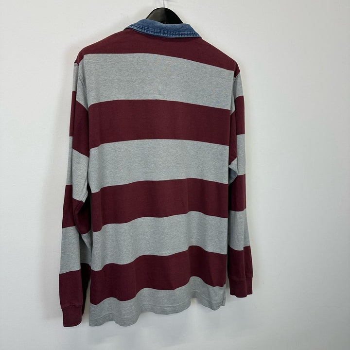 Polo by RL Berry Grey stripe Rugby Jersey Top - L