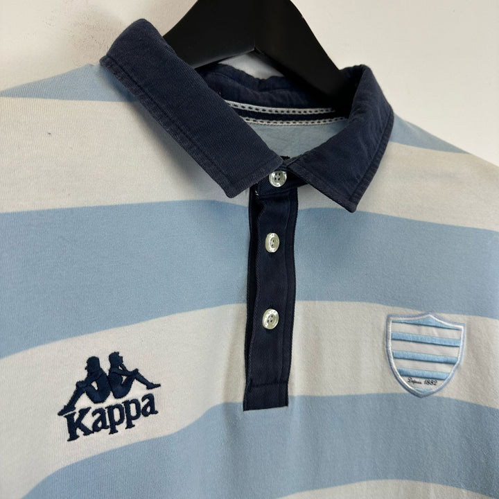 Baby blue & white striped Rugby jersey top - L