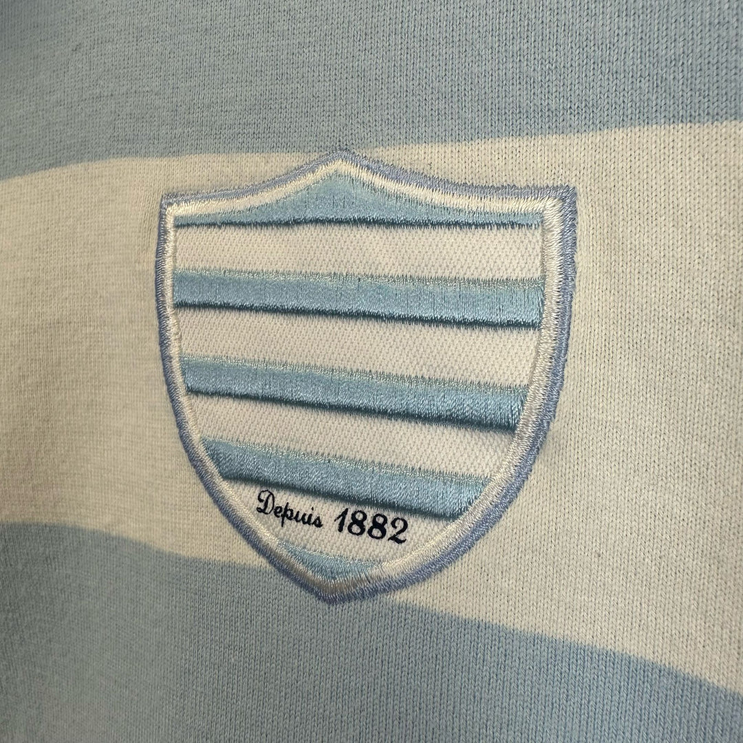 Baby blue & white striped Rugby jersey top - L