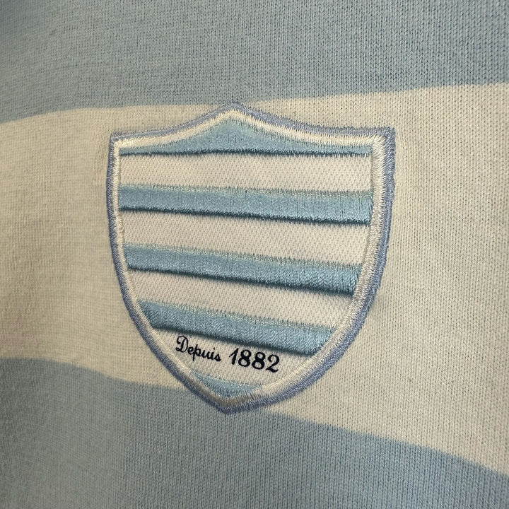 Baby blue & white striped Rugby jersey top - L