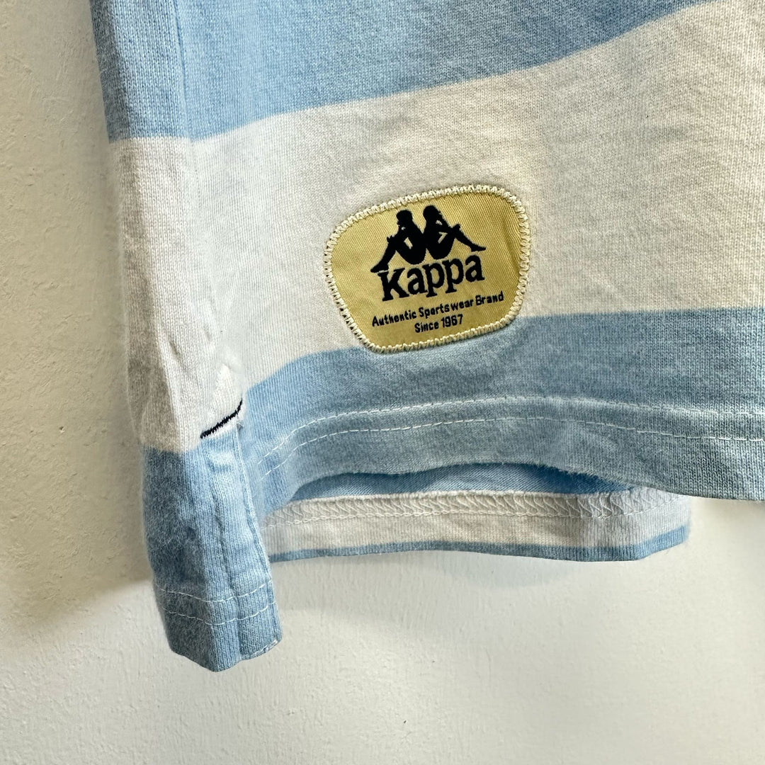 Baby blue & white striped Rugby jersey top - L