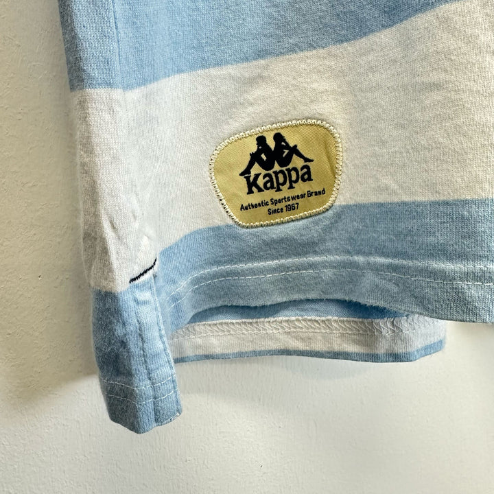 Baby blue & white striped Rugby jersey top - L