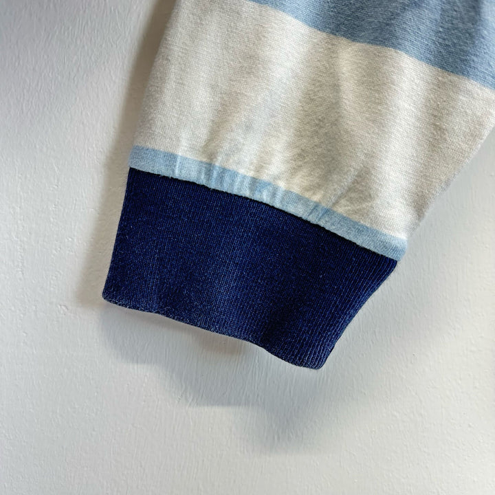 Baby blue & white striped Rugby jersey top - L